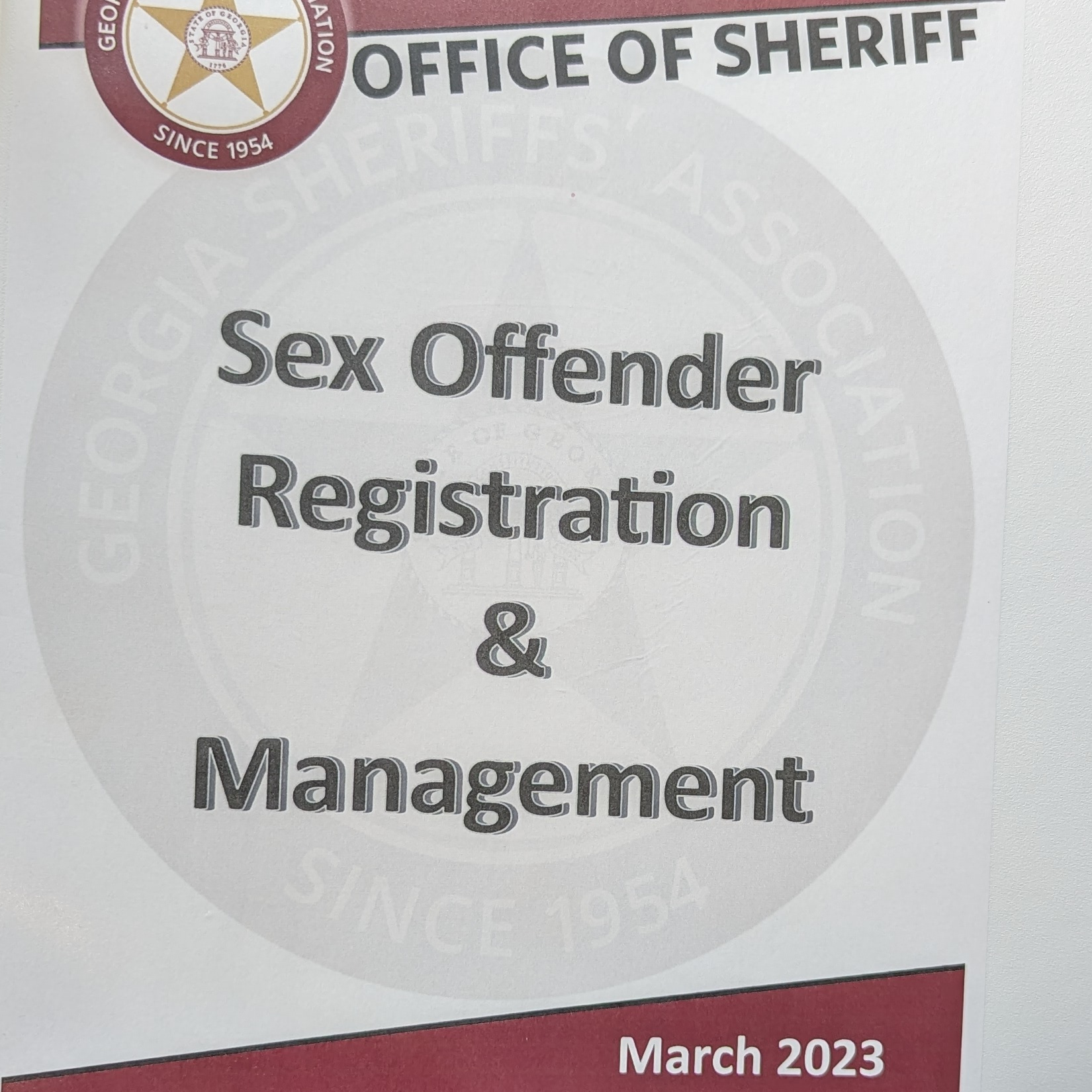 Sex Offender Registry Manual 2023 Edition Georgia Sheriffs Association